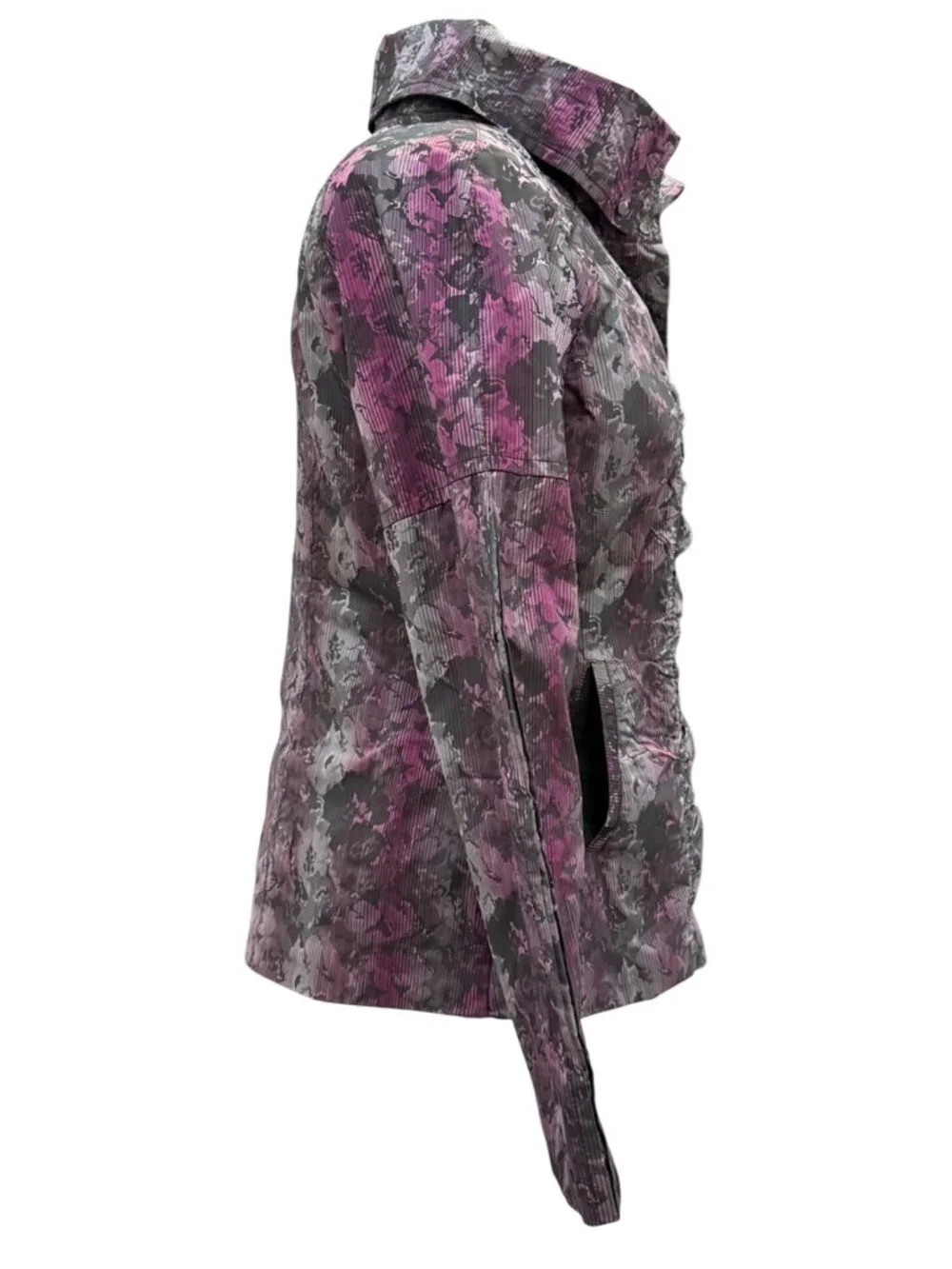 Womens Ruched Jacket Size Large Metallic Purple & Black Picadilly Fashions - Picture 7 of 16